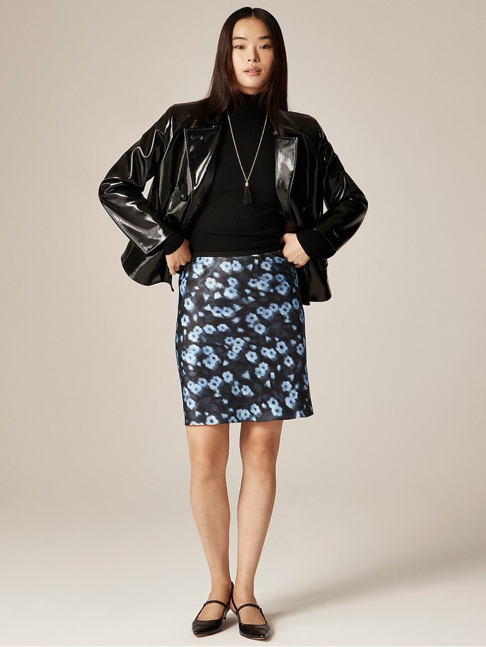 NWT J Crew Gwen knee-length slip skirt in blurry floral luster charmeuse